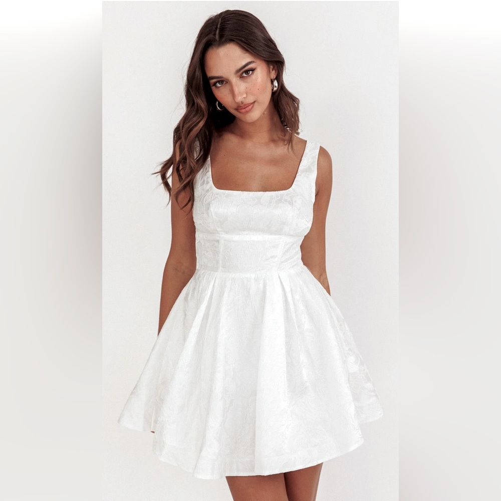 Corset mini dress, fit and flare.
